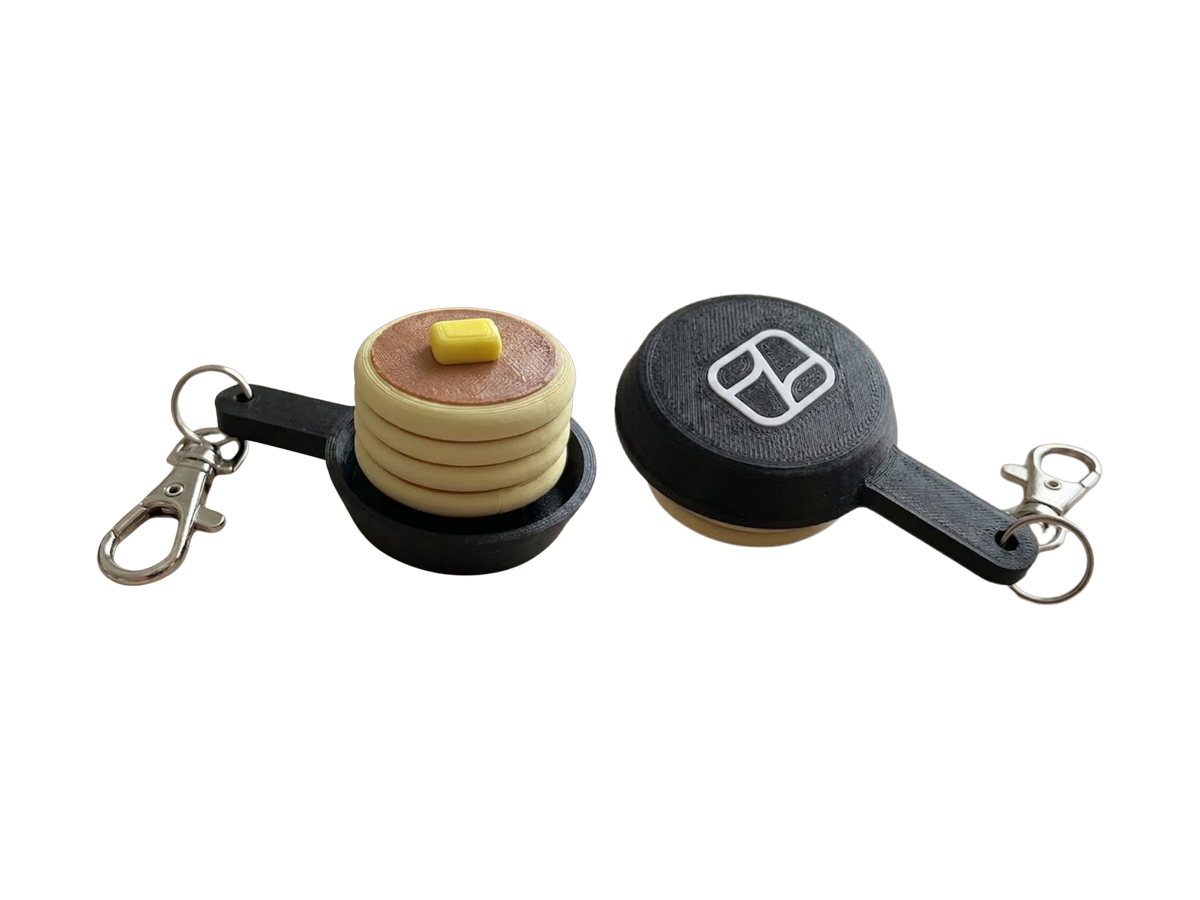 3D-printed pancake stack fidget clicker keychain