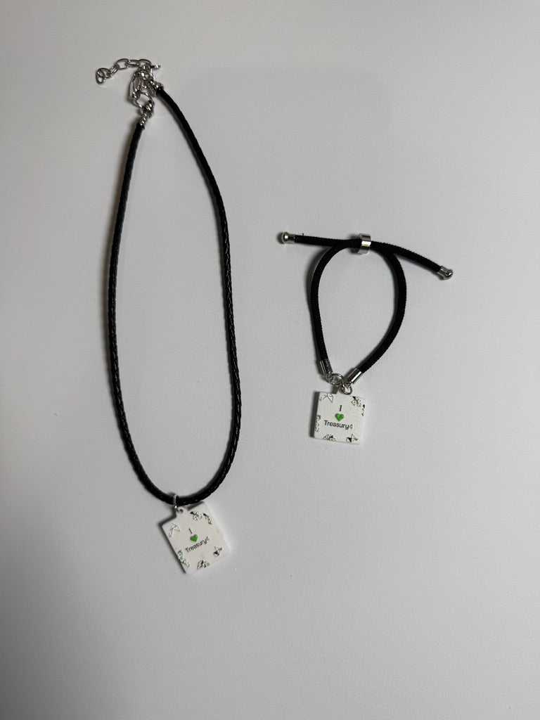 Order for Treasury4, shown with a matching necklace.Custom NFC Bracelet
